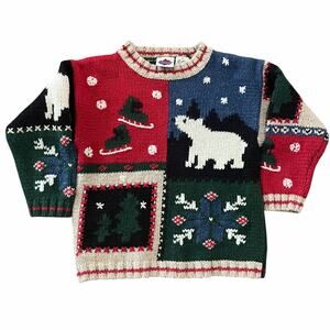 Kids Holiday Patchwork Sweater - Red, Green, Black